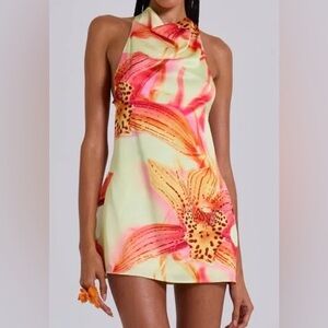 Jaded London orchid print mini dress